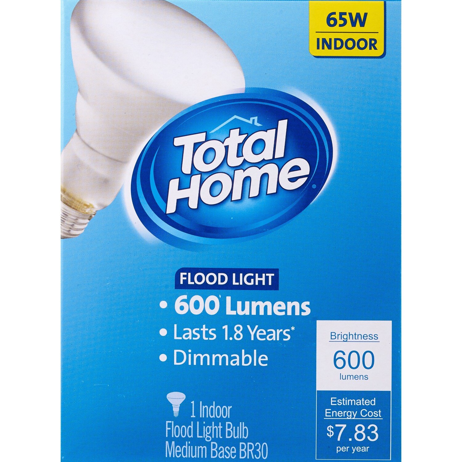 Total Home Flood Light Indoor Bulb, 600 Lumens, 65W