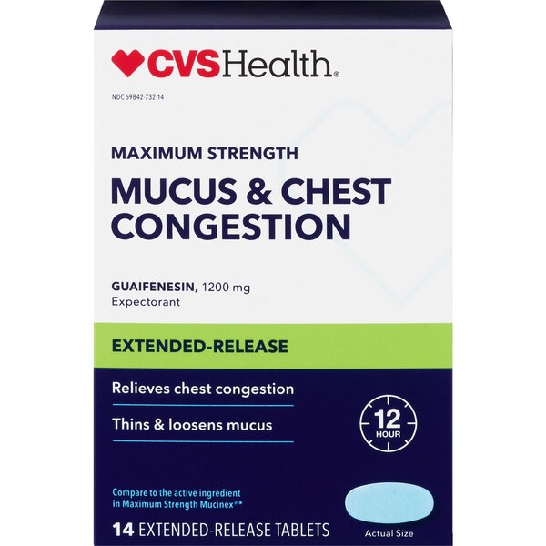 CVS Health Maximum Strength Mucus & Chest Congestion Relief, 14 CT 