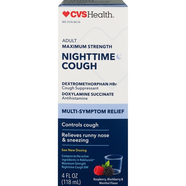 CVS Health Nighttime Cough Relief Liquid, Berry and Menthol, 4 OZ