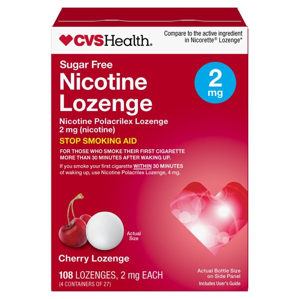 CVS Health Nicotine Lozenges 2mg, Cherry, 108 CT
