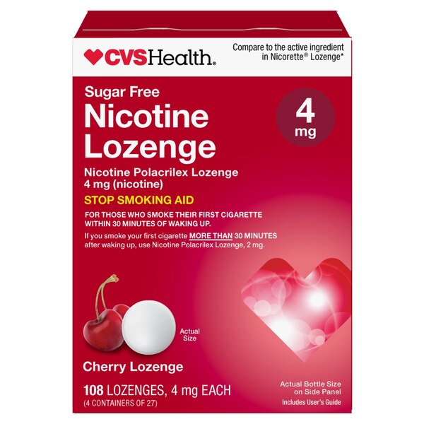 CVS Health Nicotine Lozenges 4mg, Cherry, 108 CT