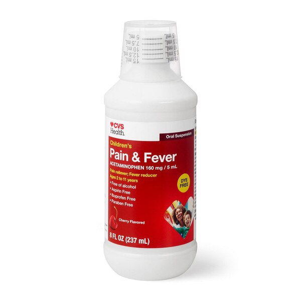 CVS Children's Pain & Fever Liquid Dye Free Cherry, 8 OZ