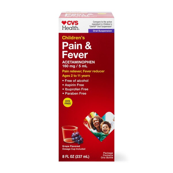 CVS Childrens Pain & Fever Liquid Dye Free Grape