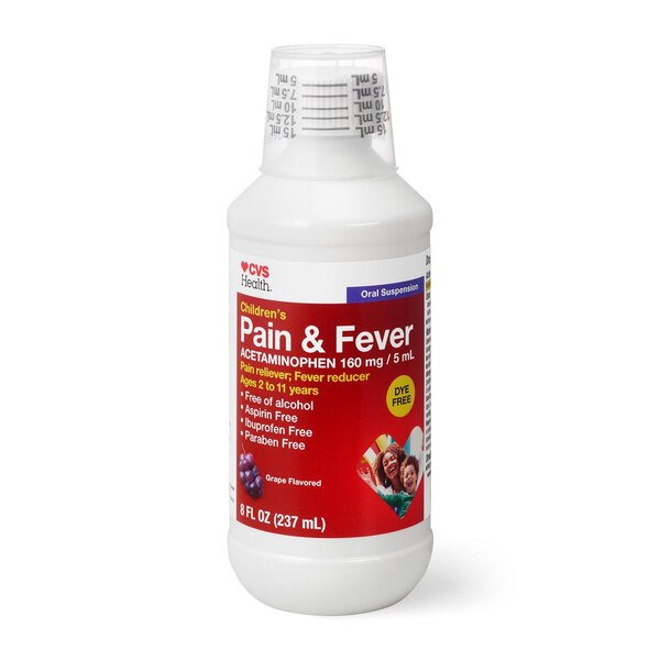 CVS Childrens Pain & Fever Liquid Dye Free Grape