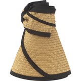Sun & Sky Adult Roll Up Straw Visor, Tan & Black, thumbnail image