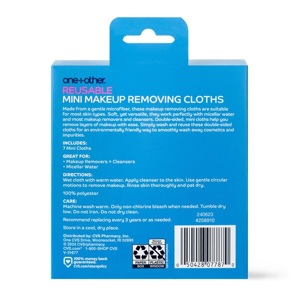 one+other Reusable Makeup Removing Cloths, 7 day set