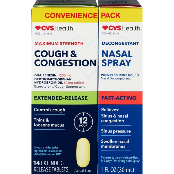 CVS Health Cough & Congestion + Nasal Spray Combo Pack