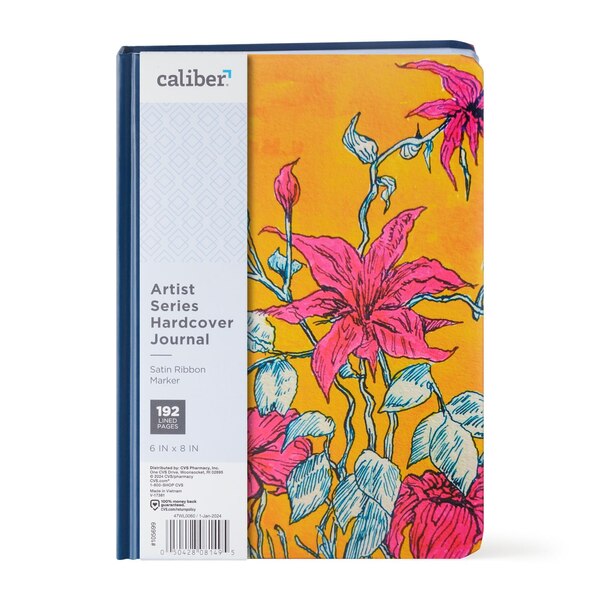 Caliber Artist Series Hard Cover Journal, Vibrant Flowers, 192 Pages, 6 x 8 in