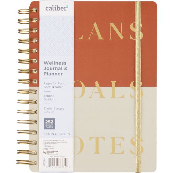 Caliber Wellness "Plans Notes Goals" Journal & Planner, 252 Pages, 6.25 x 8.4 in