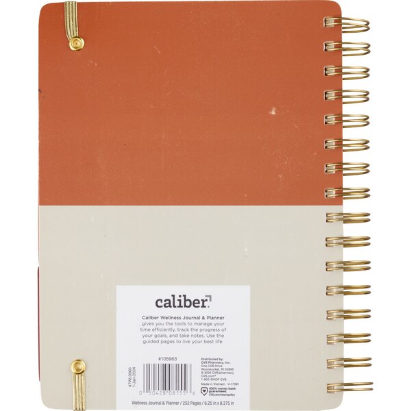 Caliber Wellness "Plans Notes Goals" Journal & Planner, 252 Pages, 6.25 x 8.4 in