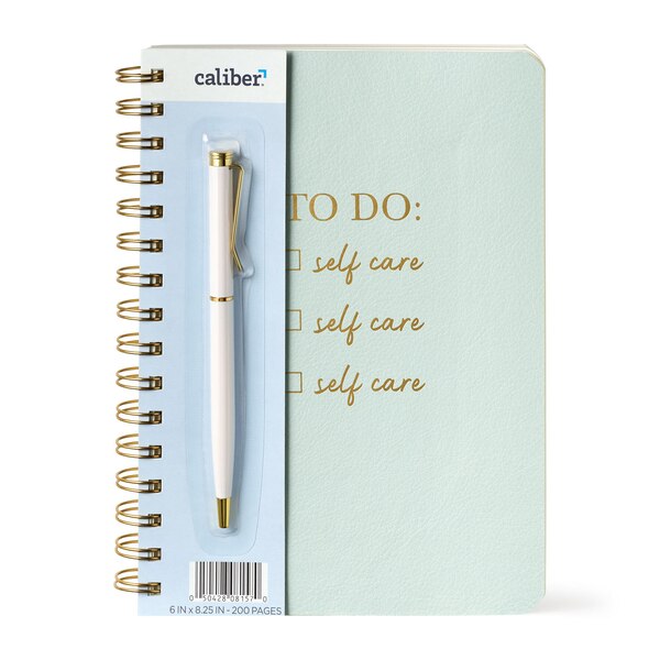 Caliber Wellness Vegan Leather Journal with Pen, Assorted, 200 Pages, 6 x 8.25 in
