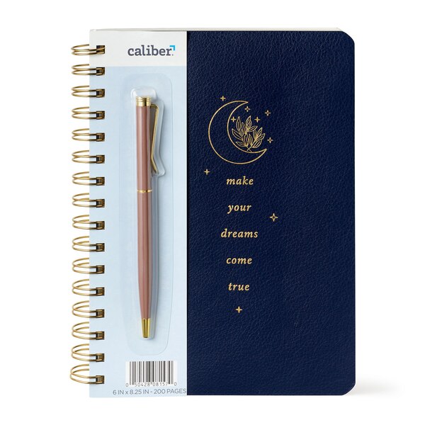Caliber Wellness Vegan Leather Journal with Pen, Assorted, 200 Pages, 6 x 8.25 in