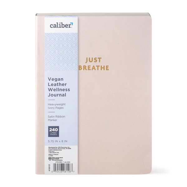 Caliber Wellness Vegan Leather Wellness Journal, Assorted Designs, 240 Pages, 5.75 x 8 in