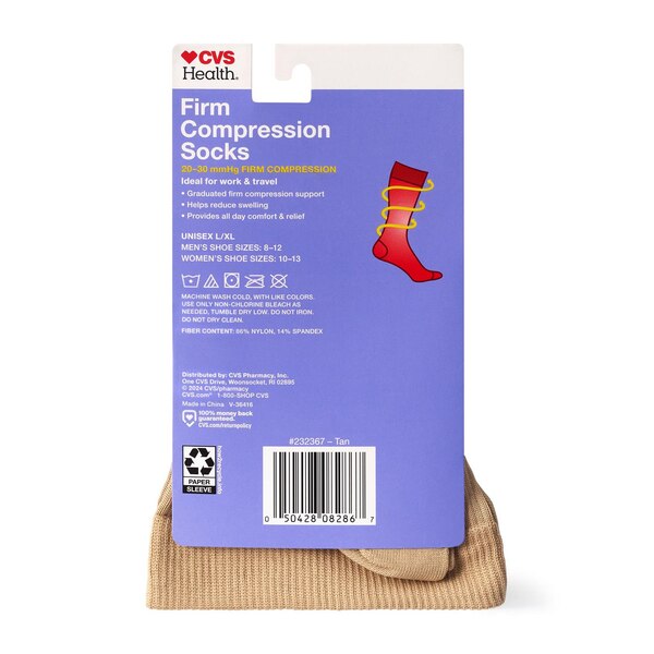 CVS Health Firm Compression Socks, Tan, L/XL