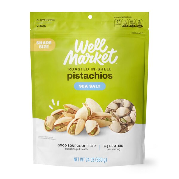 Well Market Roasted & Salted In Shell Pistachios, 24 oz