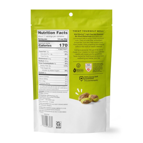 Well Market Roasted Light Salt Pistachio Kernels, 12 oz