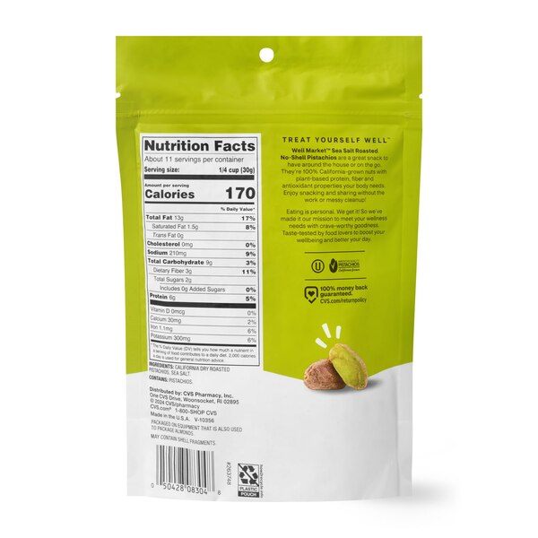 Well Market Roasted & Salted Pistachio Kernels, 12 oz