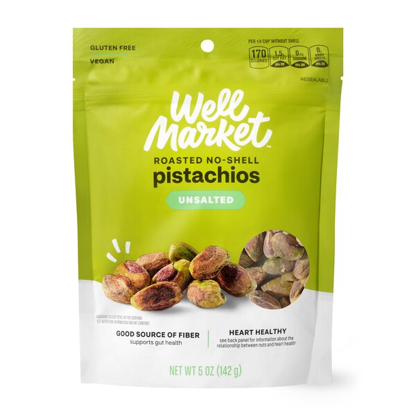 Well Market, Roasted No Salt Pistachio Kernels, 5 oz