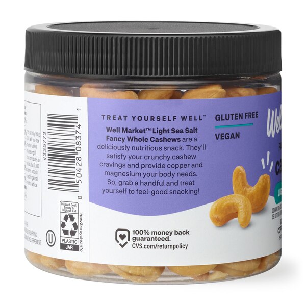 Well Market Lightly Salted Whole Cashews, 8 oz