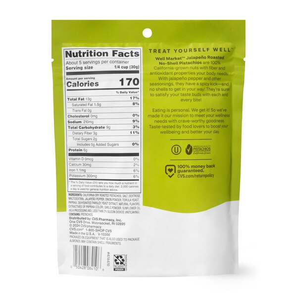 Well Market Jalapeno Flavored Pistachio Kernels, 5 oz