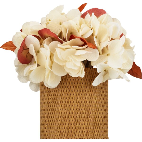 Fall Fest Woven Vase with Faux Flower Arrangement