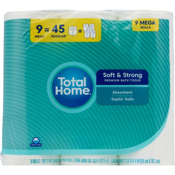 Total Home Toilet Paper, 9 ct