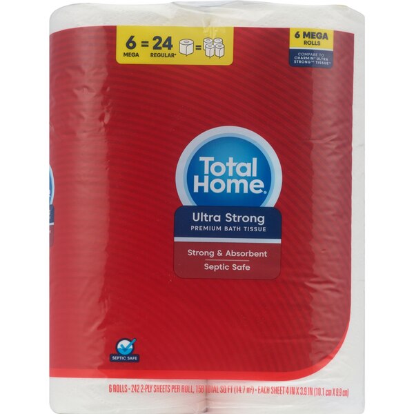 Total Home Ultra Strong Bath Tissue, 6 ct