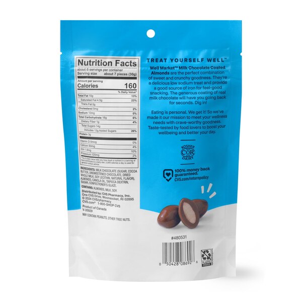Well Market Milk Chocolate Almonds, 8 Oz