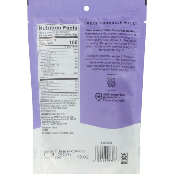 Well Market Milk Chocolate Cashews, 8 oz