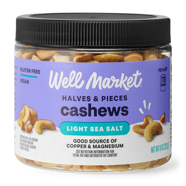 Well Market Lightly Salted Cashew Halves & Pieces, 8 Oz