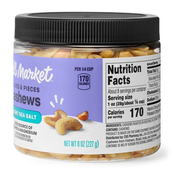 Well Market Lightly Salted Cashew Halves & Pieces, 8 Oz