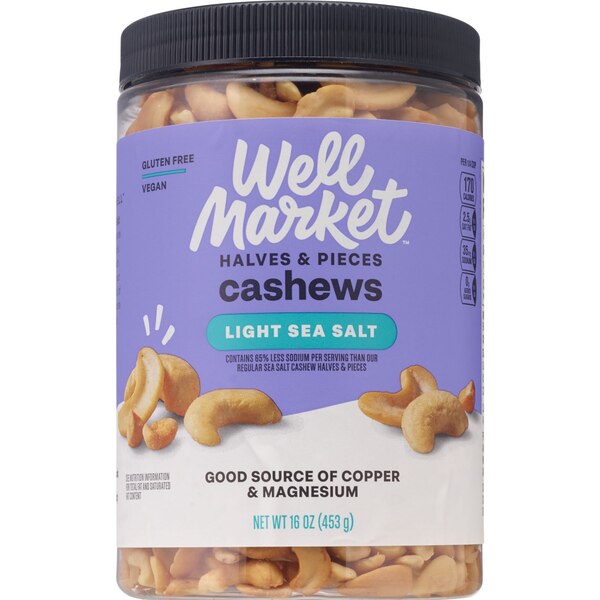 Well Market Lightly Salted Cashew Halves & Pieces, 16 Oz 