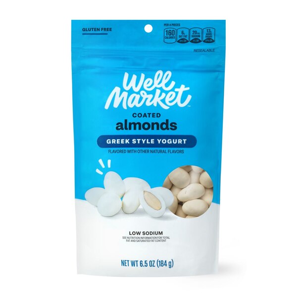 Well Market Greek Style Yogurt Flavored Covered Almonds, 6.5 Oz