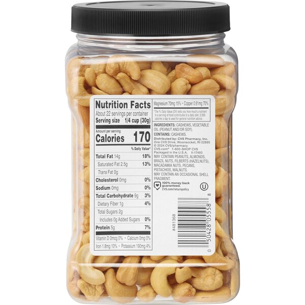 Well Market Unsalted Whole Cashews, 24 Oz