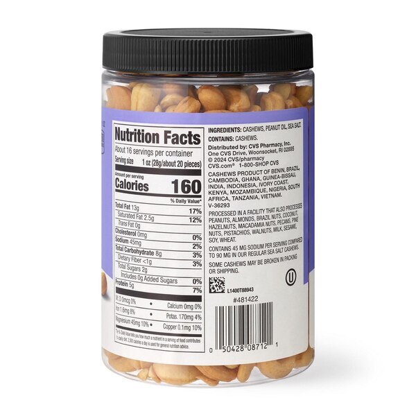 Well Market Lightly Sea Salted Whole Cashews, 16 Oz