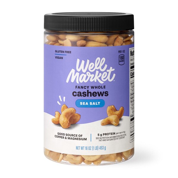 Well Market Sea Salted Whole Cashews, 16 Oz