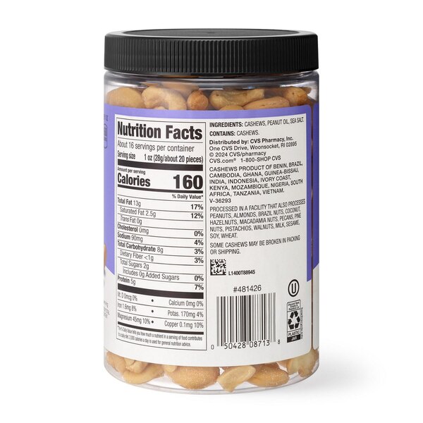 Well Market Sea Salted Whole Cashews, 16 Oz