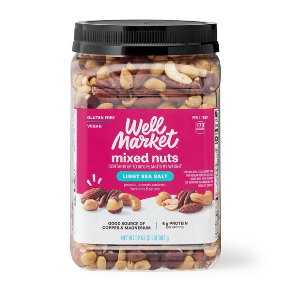 Well Market Roasted Lightly Salted Mixed Nuts with Peanuts, 32 Oz