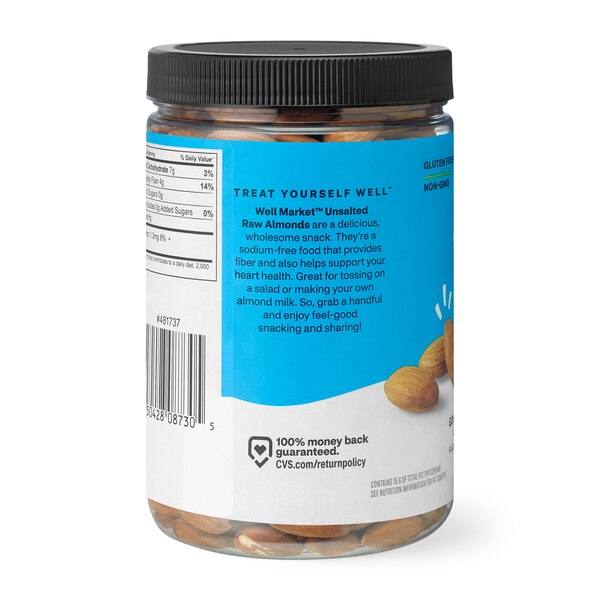 Well Market Unsalted Raw Almonds, 16 oz