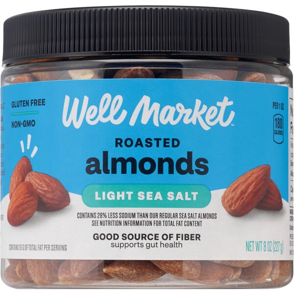 Well Market Almonds Roasted with Light Sea Salt, 8 Oz