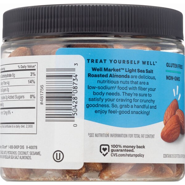 Well Market Almonds Roasted with Light Sea Salt, 8 Oz
