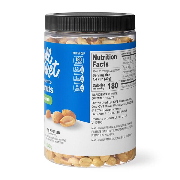 Well Market Dry Roasted Unsalted Peanuts, 16 Oz