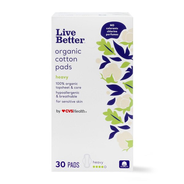 Live Better by CVS Health 100% Organic Cotton Super Pads, 10 CT