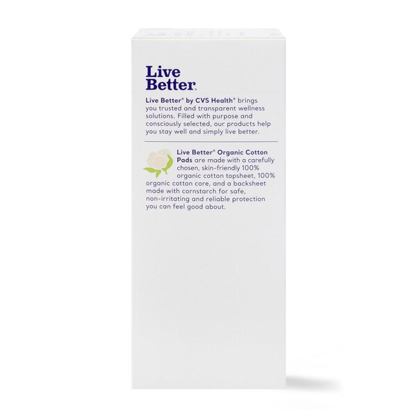Live Better by CVS Health 100% Organic Cotton Super Pads, 10 CT