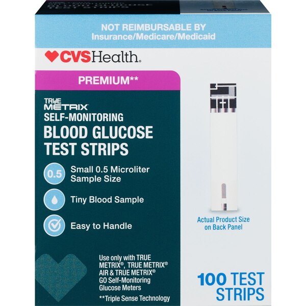CVS Health True Metrix Cash Blood Glucose Test Strips, 100 CT
