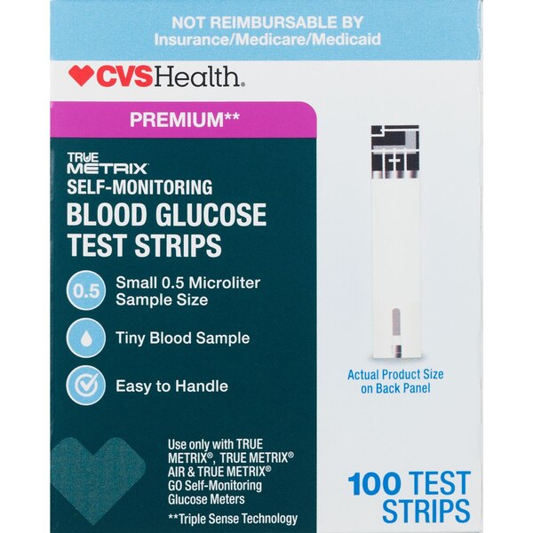 CVS Health True Metrix Cash Blood Glucose Test Strips, 100 CT