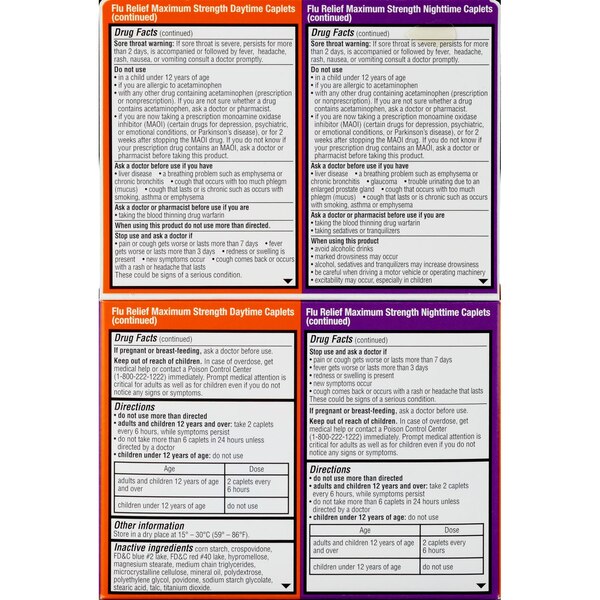 CVS Health Daytime and Nighttime Maximum Strength Flu Relief Caplets, 40 CT 