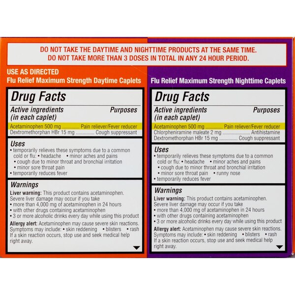 CVS Health Daytime and Nighttime Maximum Strength Flu Relief Caplets, 40 CT 