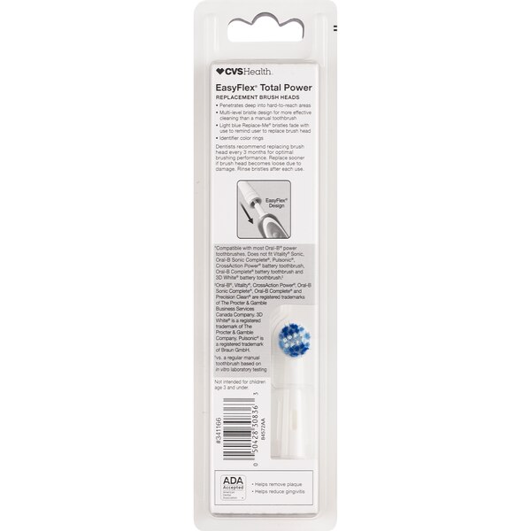 CVS Health EasyFlex Total Power Replacement Brush Heads, 3 CT