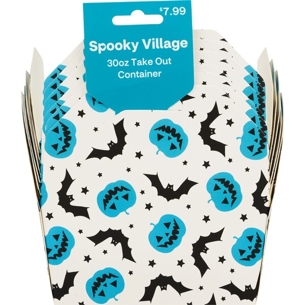 Spooky Village Take Out Container, Assorted Designs, 30 oz